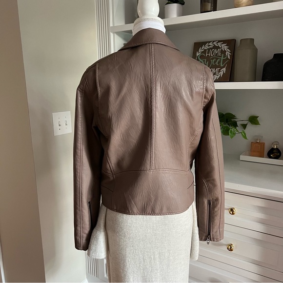 Women’s Blank NYC Faux Leather Jacket Brown Medium - Picture 7 of 17